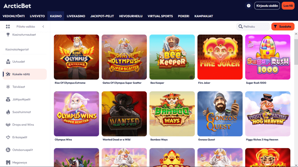ArcticBet kasinopelit