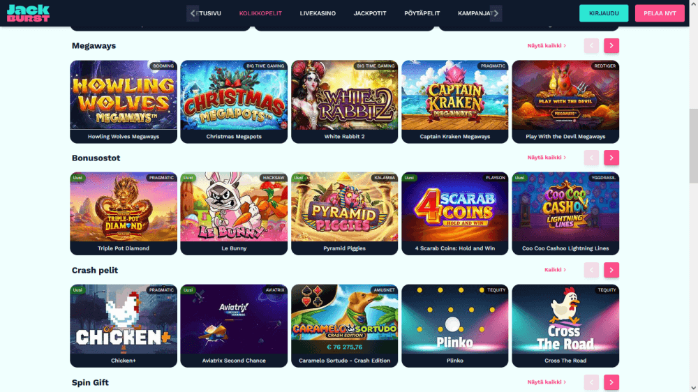 JackBurst kasinopelit