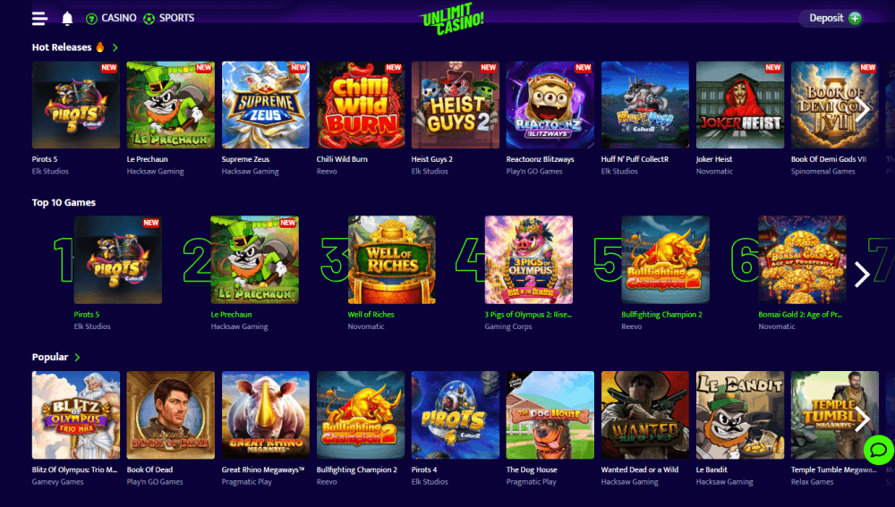 Unlimit Casino pelit