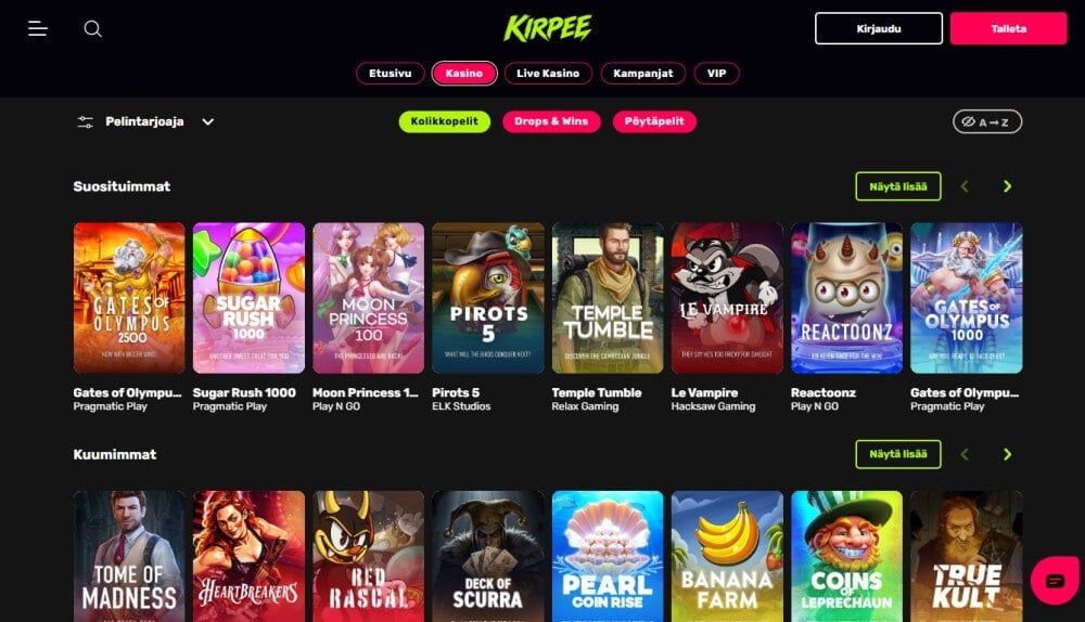 Kirpee Casino pelit