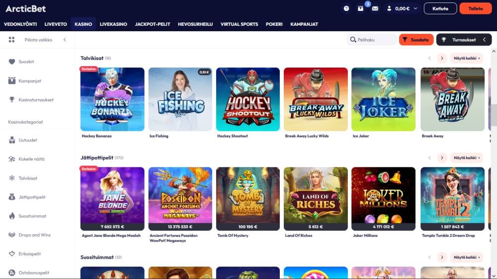 ArcticBet kasinopelit