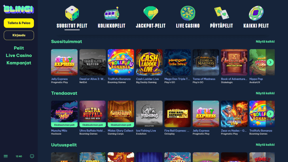 Blingi Casino pelit