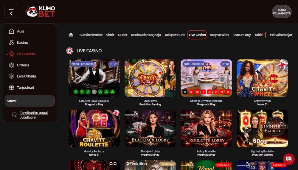 Kumobet pelit