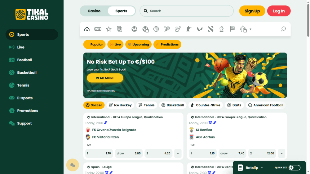 Tikal Casino vedonlyönti