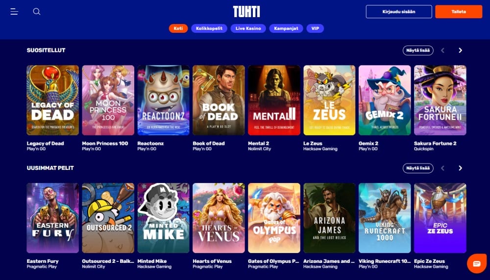 Tuhti Casino pelit